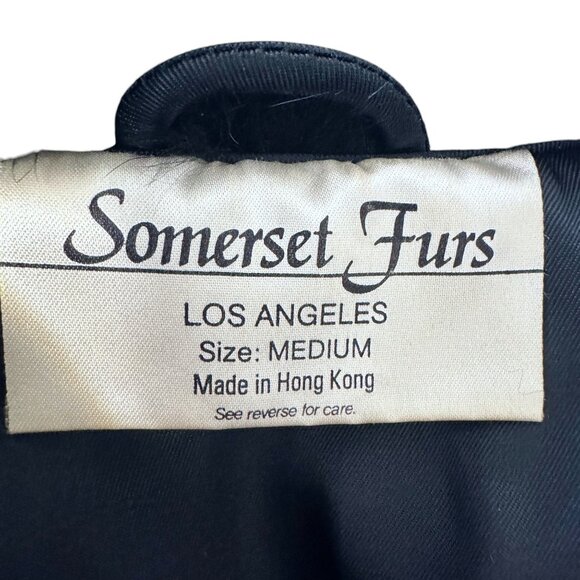 Vintage Black Rabbit Fur Coat Size M Somerset Furs Hong Kong Mob Wife - Picture 7 of 10